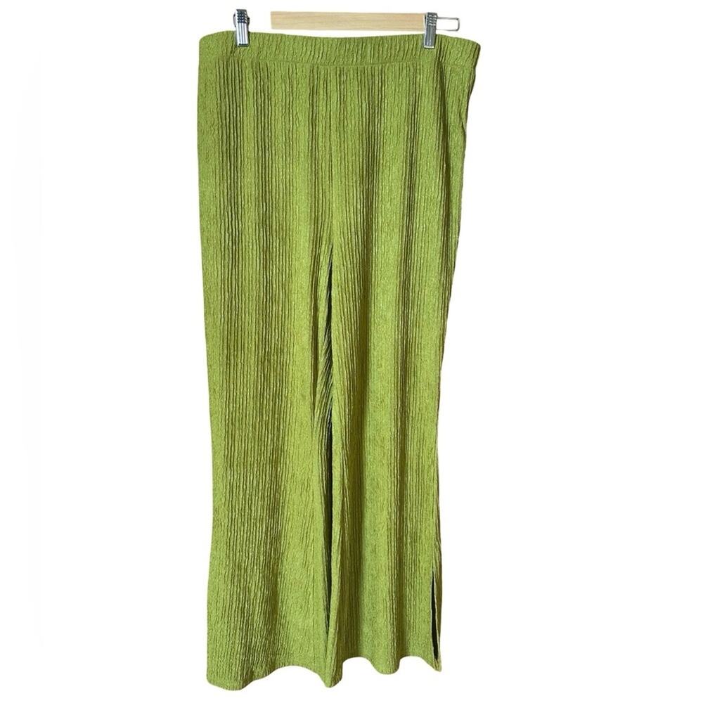 Cider Chartreuse Textured Wide Leg Flare Pants 1X